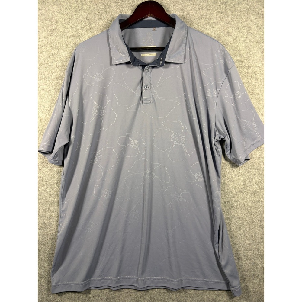 Swannies Mens Floral Golf Polo Shirt 2XL Blue Purple‎ Performance Short Sleeve